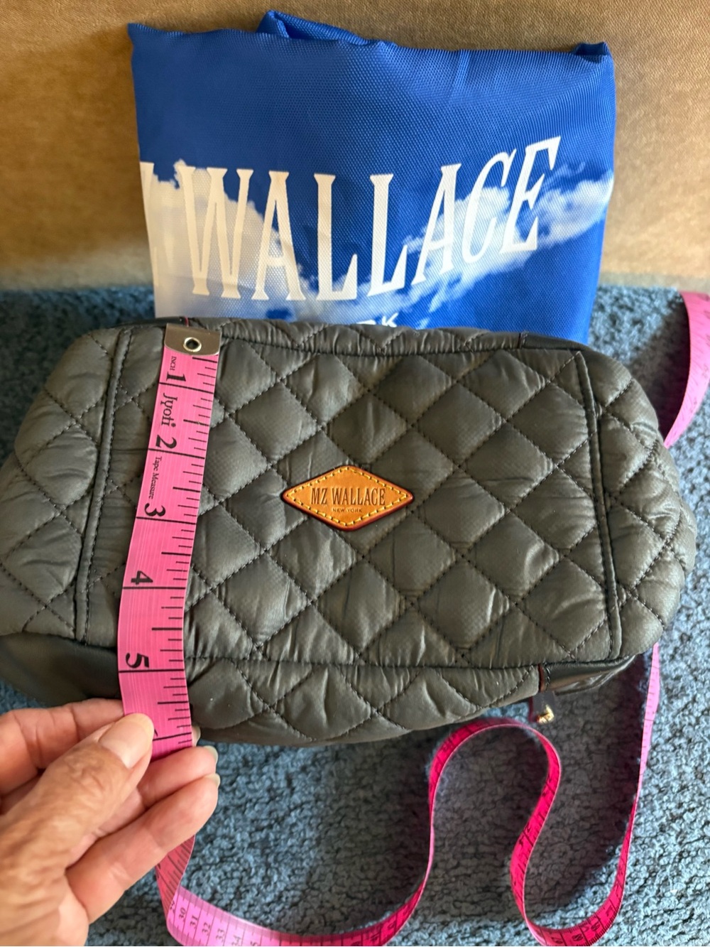 MZ Wallace Quilted Crossbody Bag in Charcoal with Gold Hardware - Picture 11 of 11